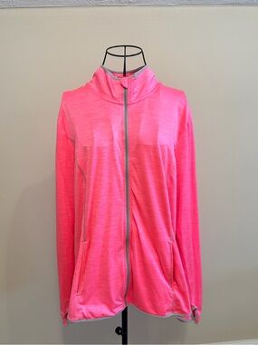 Danskin Now Women’s Plus 2XL Pink/Gray Full Zip Track Jacket w/ Thumbholes
